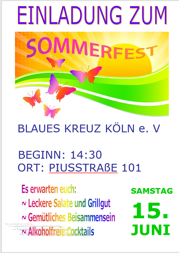 Einladung zum Sommerfest am Samstag, den 15. Juni um 14:30 Uhr